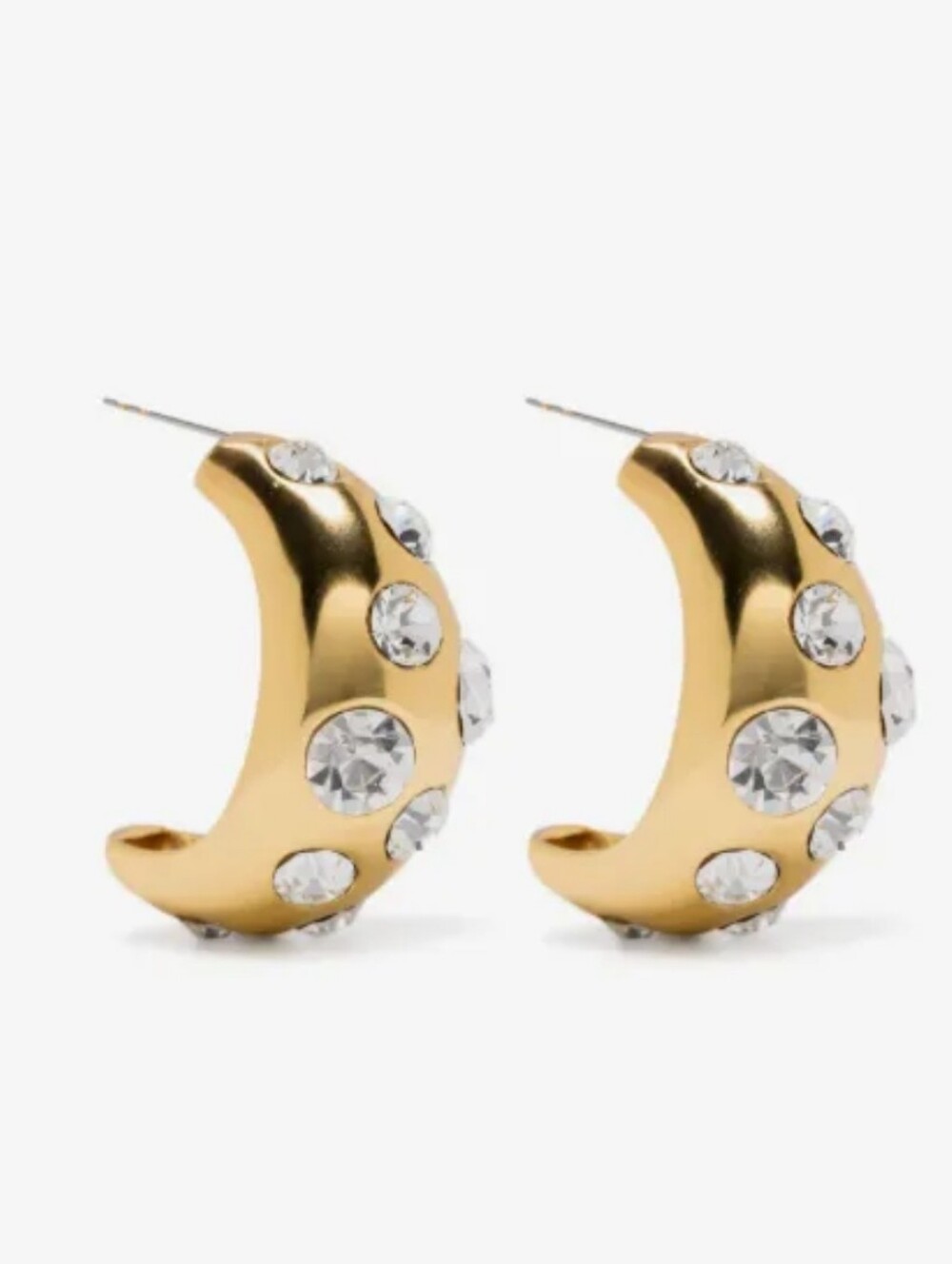 Influence New York Gold Crescent Crystal Hoop Earrings